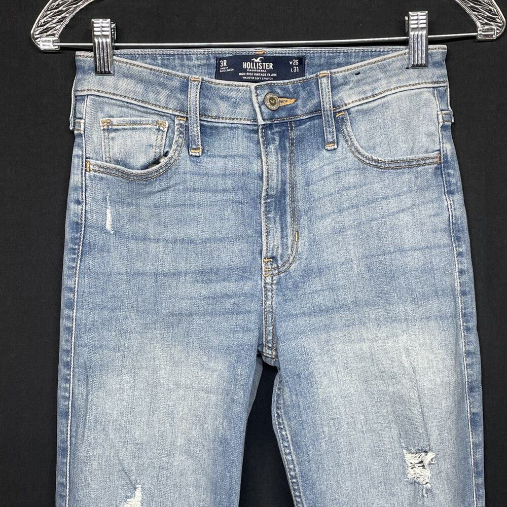 Hollister Jeans 3R Women 26 x 31 High Rise Flare Light Wash Retro Boho Festival - Picture 3 of 12